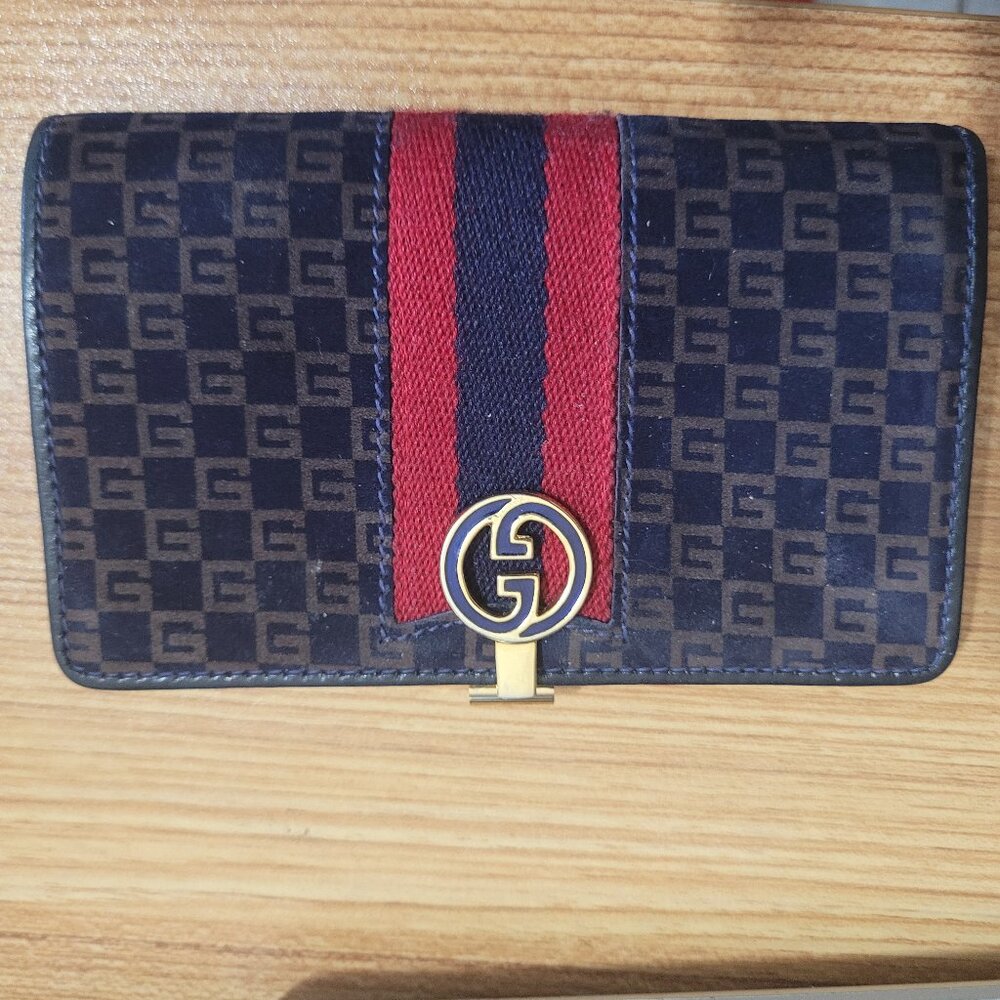 Gucci*Very Rare*Suede & Leather* Sherry Line*Purse/Wallet